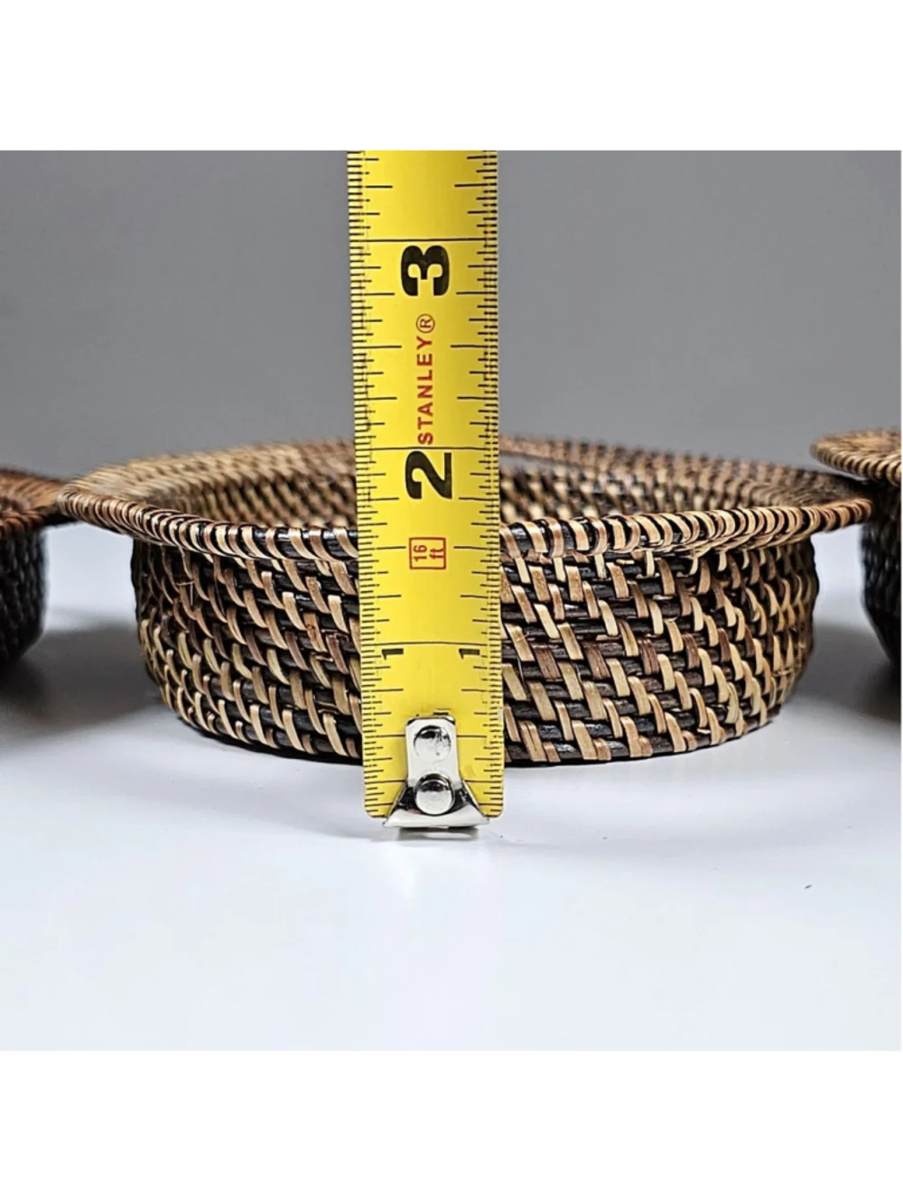 3 Tier Handwoven Rattan Basket Display Stand Tower Tabletop Kitchen Tray 11”